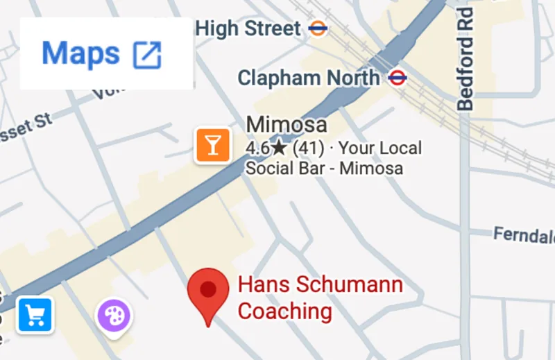 Map showing the Clapham coaching venue, London