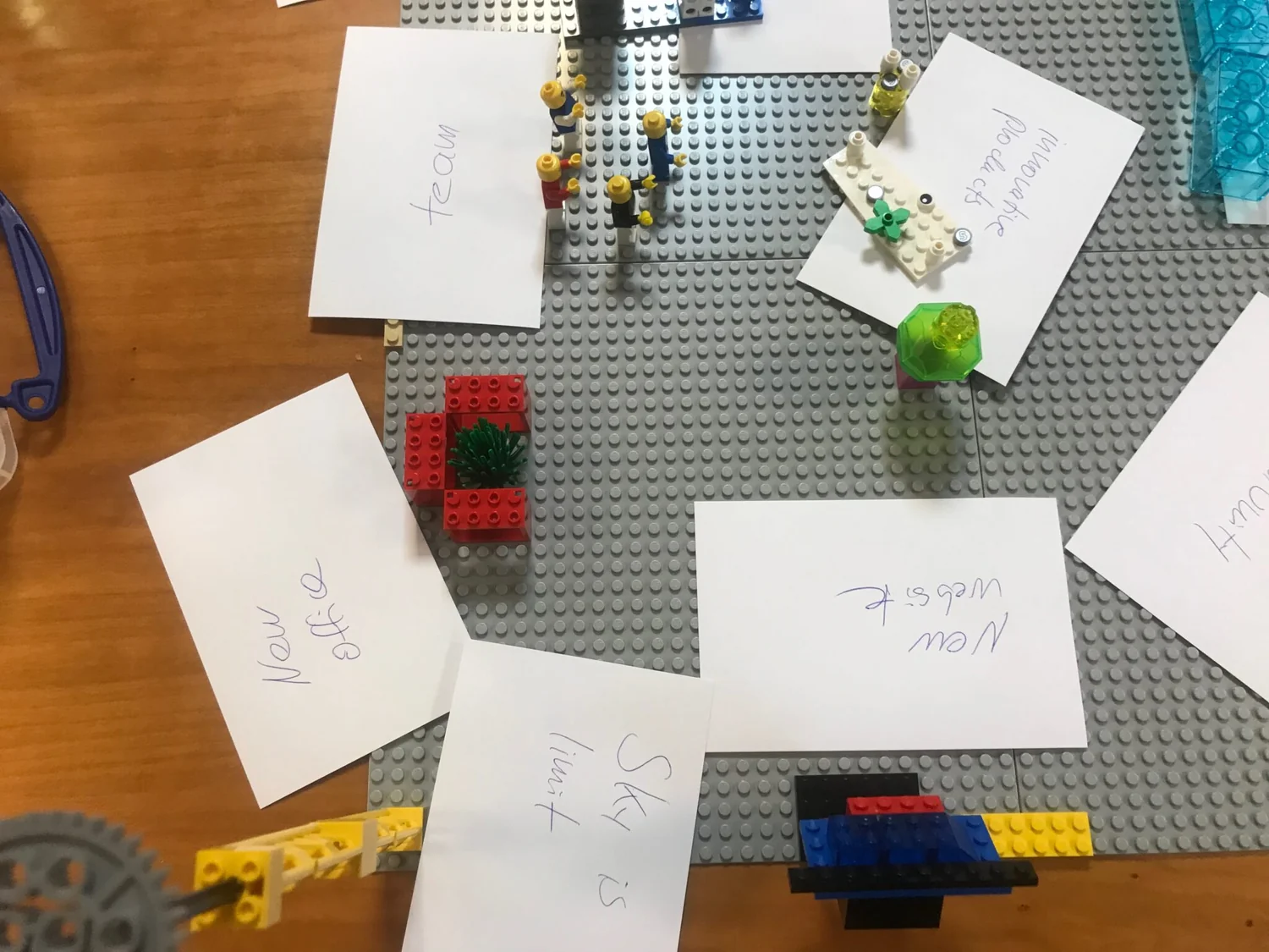 Participants discussing their LEGO® models