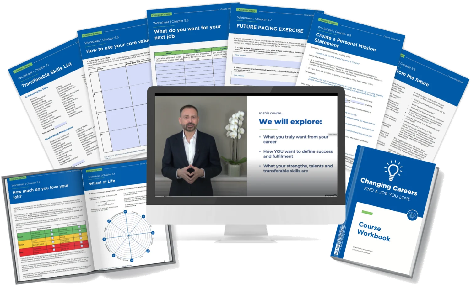 Changing Careers online course — video lessons, worksheets and course workbook