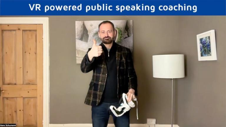 London Life Coach Hans Schumann demonstrates training with a VR headset